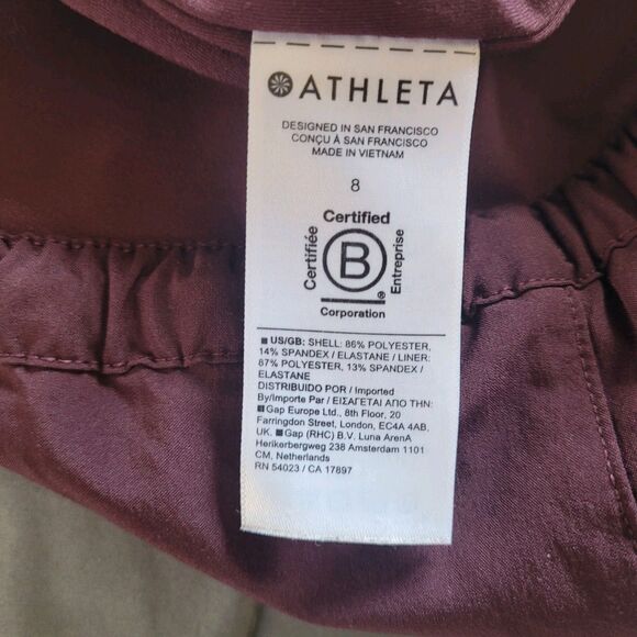 Athleta Attitude Lined Pant Womens Size 8 Burgundy Ruched Jogger Activewear - Picture 4 of 9